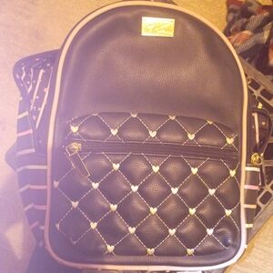 Betsey Johnson Black and Rainbow Quilted Backpack